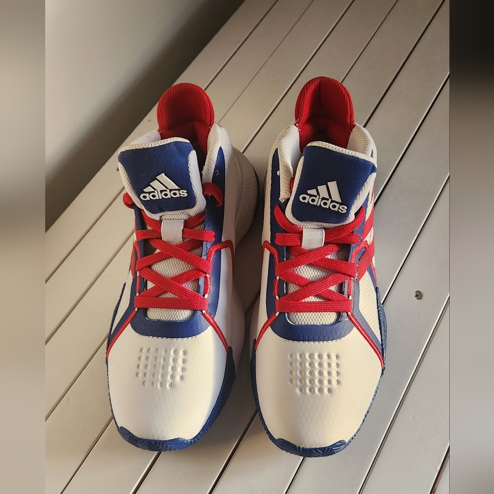 Adidas Court Vision 2 Basketball Shoes White Red Blue Size 5 US
